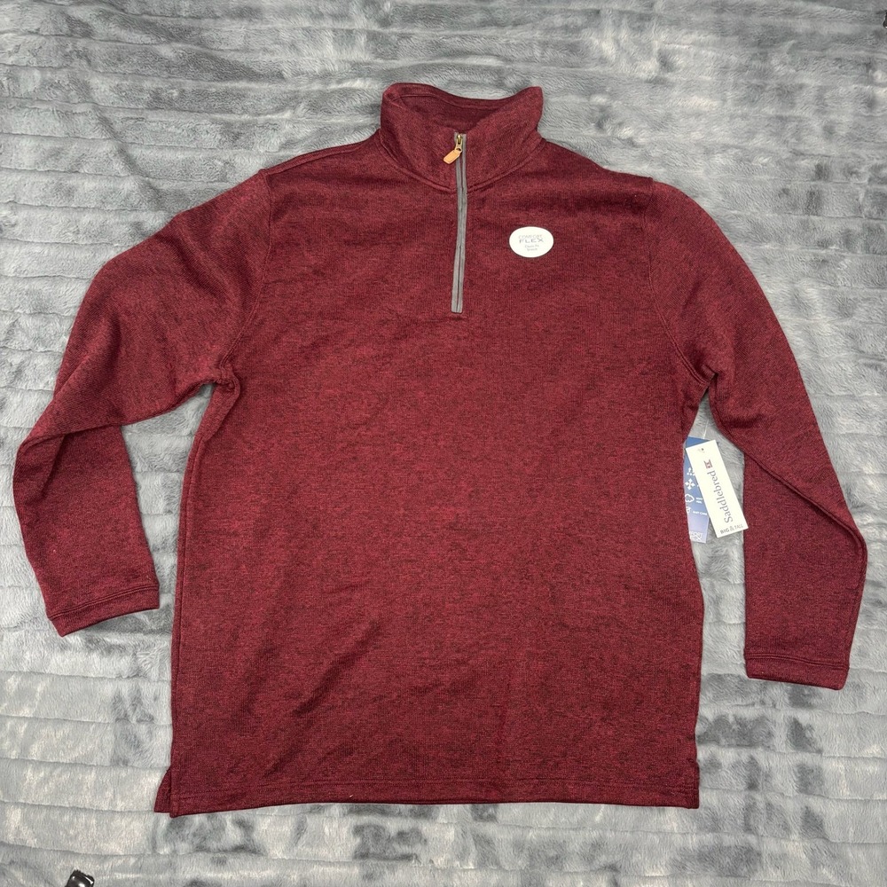 Saddlebred Big & Tall Comfort Flex Quarter Zip Pullover Ice Wine Heather LT NEW